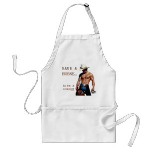 SlipperyJoe's save horse ride straw cowboy hat mus Standard Apron