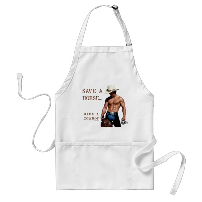 SlipperyJoe's save horse ride straw cowboy hat mus Standard Apron (Front)
