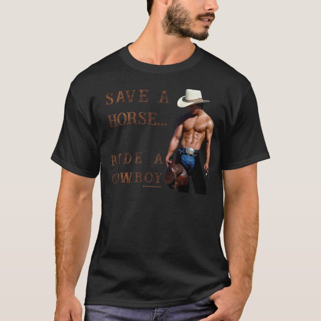 SlipperyJoe's save horse ride straw cowboy hat mus T-Shirt (Front)