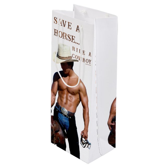 SlipperyJoe's save horse ride straw cowboy hat mus Wine Gift Bag (Front Angled)