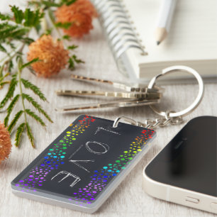 SlipperyJoe's scribbled love word rainbow gradient Key Ring