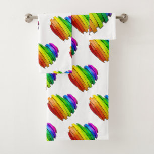 SlipperyJoe's sculptural three‑dimensional heart b Bath Towel Set