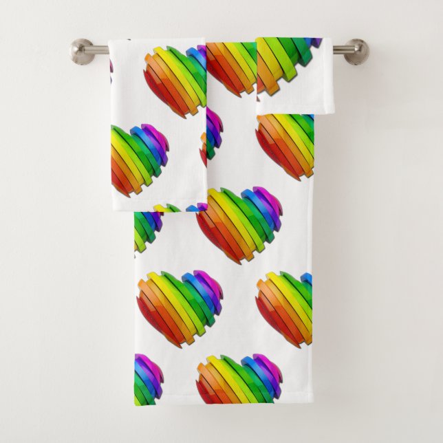 SlipperyJoe's sculptural three‑dimensional heart b Bath Towel Set (Insitu)