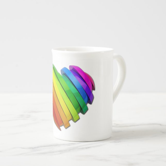 SlipperyJoe's sculptural three‑dimensional heart b Bone China Mug (Front Right)