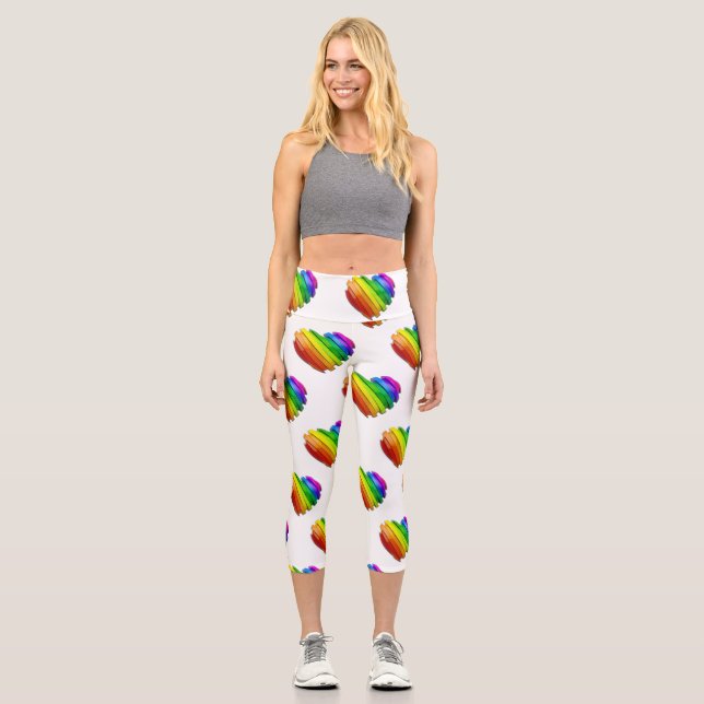 SlipperyJoe's sculptural three‑dimensional heart b Capri Leggings (Front)