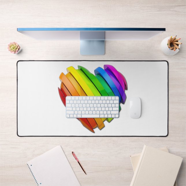 SlipperyJoe's sculptural three‑dimensional heart b Desk Mat (Office 1)