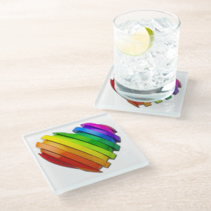 SlipperyJoe's sculptural three‑dimensional heart b Glass Coaster