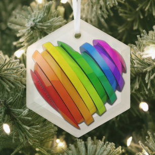 SlipperyJoe's sculptural three‑dimensional heart b Glass Tree Decoration