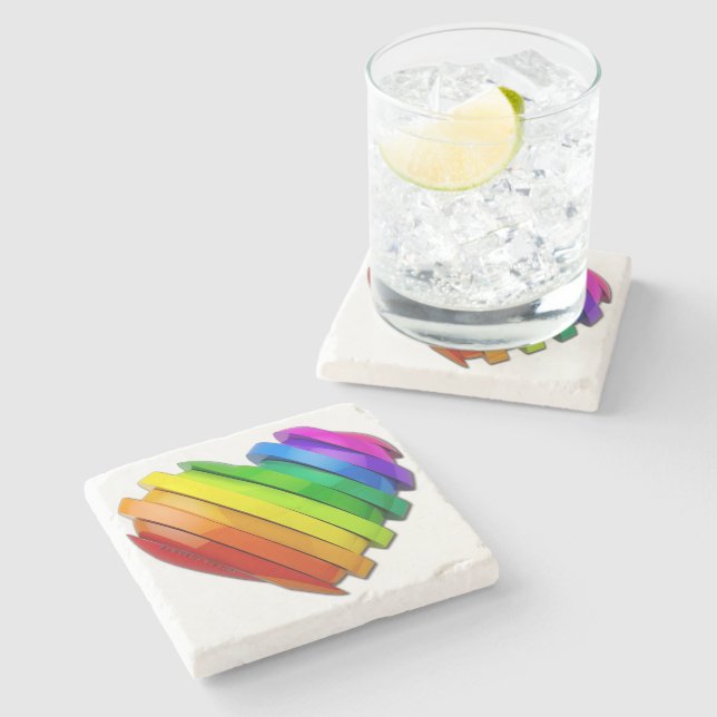 SlipperyJoe's sculptural three‑dimensional heart b Stone Coaster (Side)