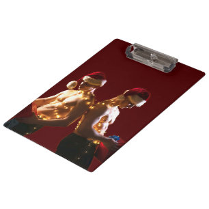 SlipperyJoe's shirtless men back-to-back Christmas Clipboard