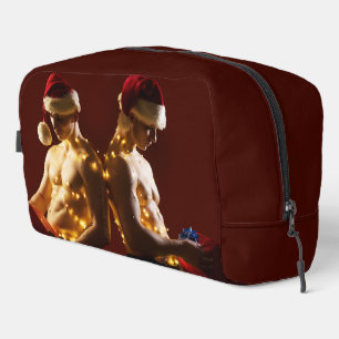 SlipperyJoe's shirtless men back-to-back Christmas Dopp Kit