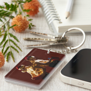 SlipperyJoe's shirtless men back-to-back Christmas Key Ring