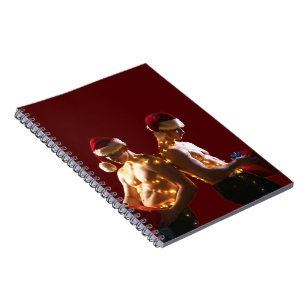 SlipperyJoe's shirtless men back-to-back Christmas Notebook