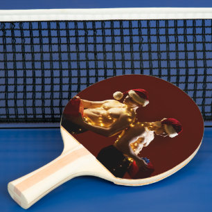SlipperyJoe's shirtless men back-to-back Christmas Ping Pong Paddle
