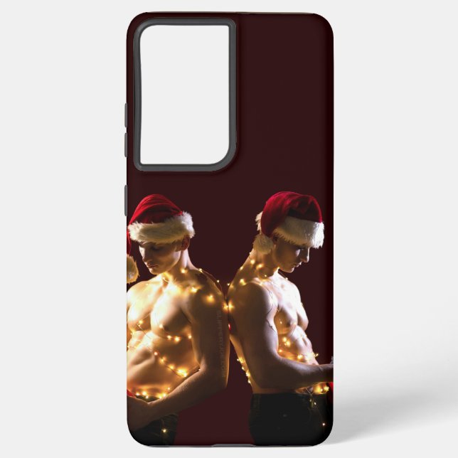 SlipperyJoe's shirtless men back-to-back Christmas Samsung Galaxy S21+ Case (Back)