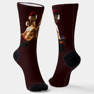 SlipperyJoe's shirtless men back-to-back Christmas Socks