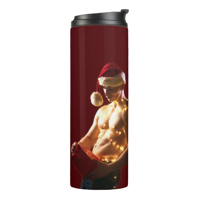 SlipperyJoe's shirtless men back-to-back Christmas Thermal Tumbler (Rotated Left)
