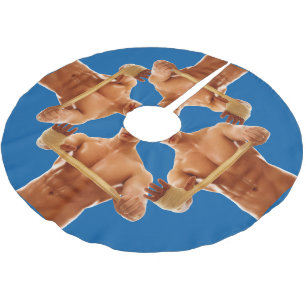 SlipperyJoe's shirtless muscular man abs chest sho Brushed Polyester Tree Skirt