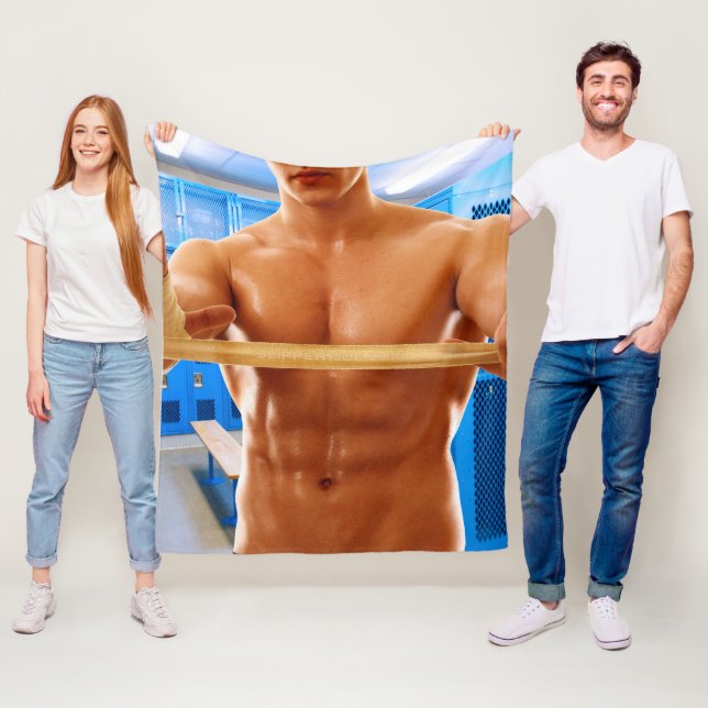SlipperyJoe's shirtless muscular man abs chest sho Fleece Blanket (In Situ)