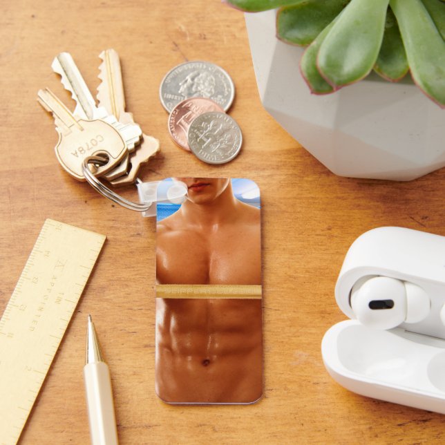 SlipperyJoe's shirtless muscular man abs chest sho Key Ring (Desk)