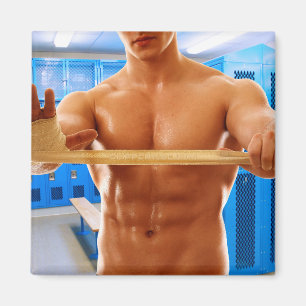 SlipperyJoe's shirtless muscular man abs chest sho Magnet