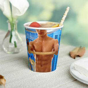 SlipperyJoe's shirtless muscular man abs chest sho Paper Cups