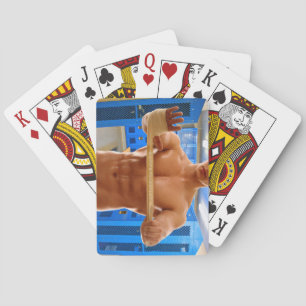 SlipperyJoe's shirtless muscular man abs chest sho Playing Cards