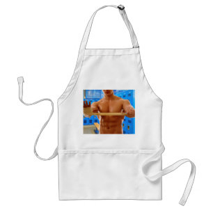 SlipperyJoe's shirtless muscular man abs chest sho Standard Apron