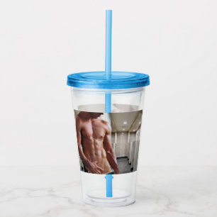 SlipperyJoe's shirtless muscular man torso sixpack Acrylic Tumbler