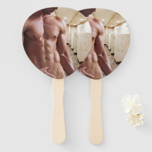 SlipperyJoe's shirtless muscular man torso sixpack Hand Fan