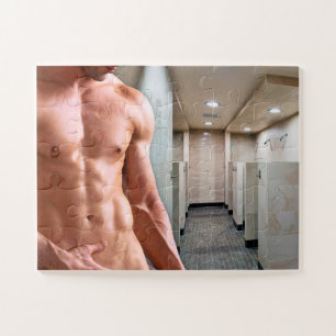 SlipperyJoe's shirtless muscular man torso sixpack Jigsaw Puzzle