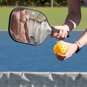 SlipperyJoe's shirtless muscular man torso sixpack Pickleball Paddle