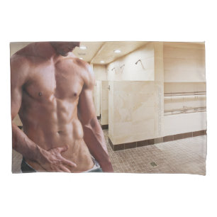 SlipperyJoe's shirtless muscular man torso sixpack Pillowcase