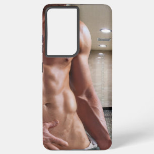 SlipperyJoe's shirtless muscular man torso sixpack Samsung Galaxy Case