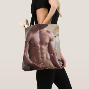 SlipperyJoe's shirtless muscular man torso sixpack Tote Bag