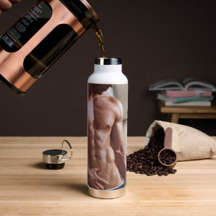 SlipperyJoe's shirtless muscular man torso sixpack Water Bottle