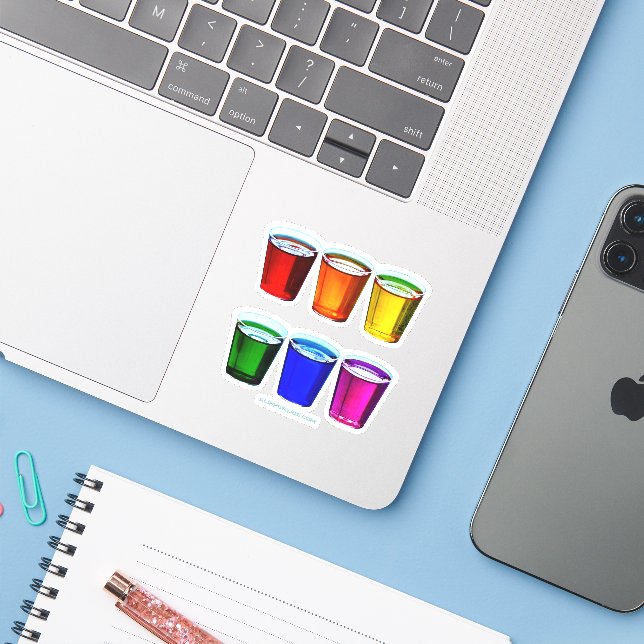 SlipperyJoe's shot glasses liquid pride colours ce (Laptop w/ iPhone)