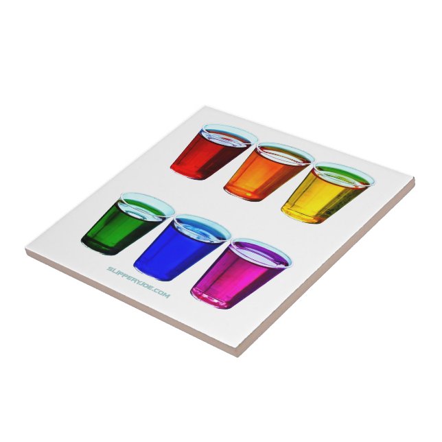 SlipperyJoe's shot glasses six cups arranged horiz Ceramic Tile (Side)