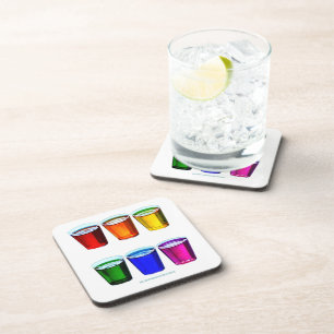 SlipperyJoe's shot glasses six cups arranged horiz Coaster