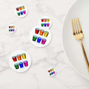 SlipperyJoe's shot glasses six cups arranged horiz Confetti