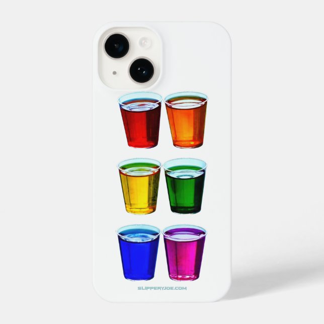 SlipperyJoe's shot glasses six cups arranged horiz iPhone Case (Back)