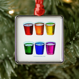 SlipperyJoe's shot glasses six cups arranged horiz Metal Ornament