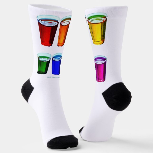 SlipperyJoe's shot glasses six cups arranged horiz Socks (Angled)