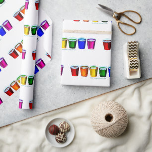 SlipperyJoe's shot glasses six cups arranged horiz Wrapping Paper