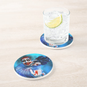 SlipperyJoe's sinister Halloween clown figure smea Coaster