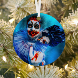 SlipperyJoe's sinister Halloween clown figure smea Metal Tree Decoration