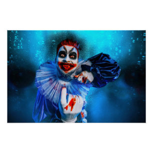 SlipperyJoe's sinister Halloween clown figure smea Poster
