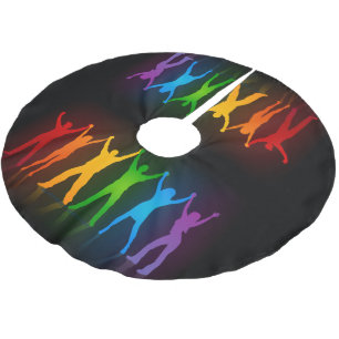 Slipperyjoe's six standing silhouettes arms raised brushed polyester tree skirt