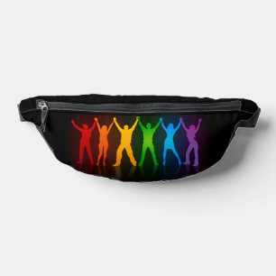 Slipperyjoe's six standing silhouettes arms raised bum bags