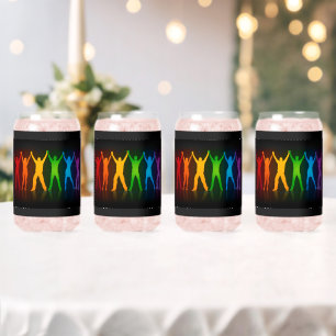 Slipperyjoe's six standing silhouettes arms raised can glass